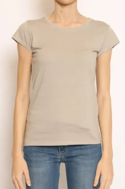 T-shirt 100% cotone mezza manica taupe