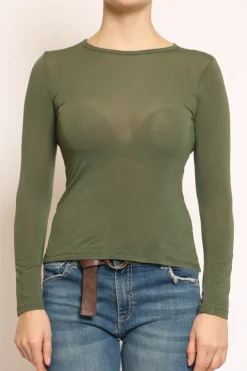 T-shirt elasticizzata misto seta militare