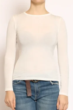 T-shirt elasticizzata misto seta burro