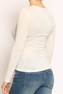 T-shirt elasticizzata misto seta burro