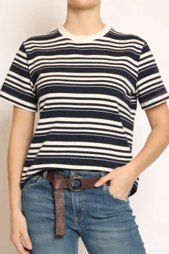 T-shirt girocollo scatola righe blu