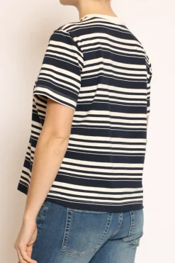 T-shirt girocollo scatola righe blu