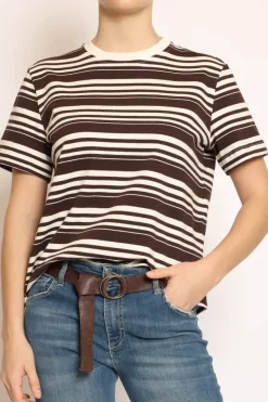 T-shirt girocollo scatola righe moro