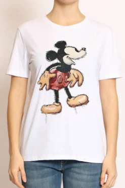 T-shirt patch topo bianco mickey