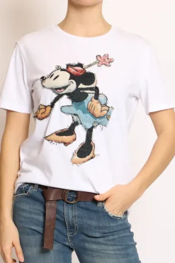 T-shirt patch topo bianco minnie