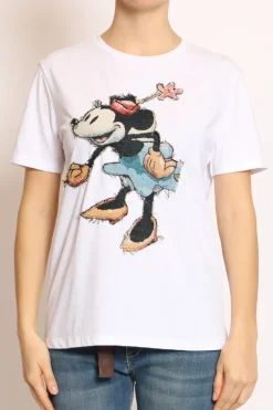 T-shirt patch topo bianco minnie