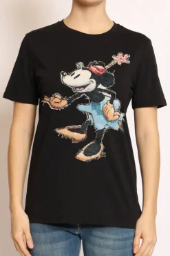 T-shirt patch topo nero minnie