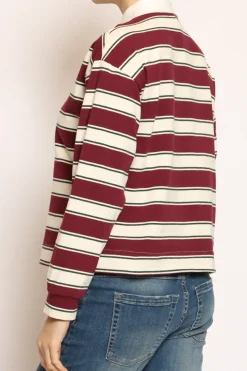 T-shirt polo a righe bordeaux/burro/verde bottiglia