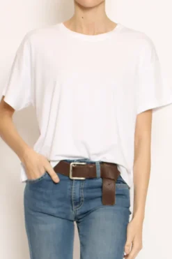 T-shirt scatola elasticizzata mezza manica bianco