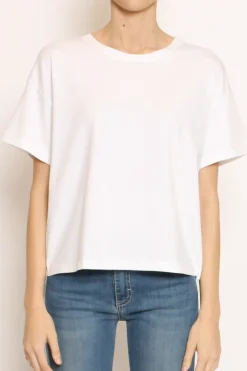 T-shirt scatola elasticizzata mezza manica bianco