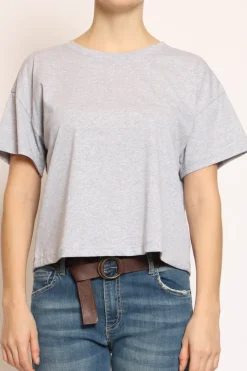 T-shirt scatola elasticizzata mezza manica grigio