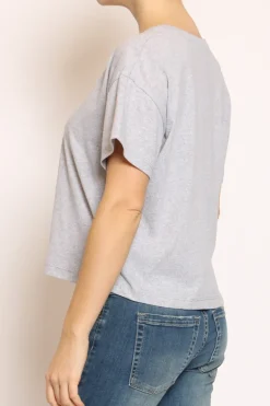 T-shirt scatola elasticizzata mezza manica grigio