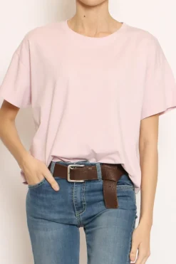 T-shirt scatola elasticizzata mezza manica rosa