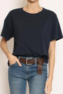 T-shirt scatola elasticizzata mezza manica nero