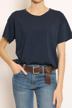 T-shirt scatola elasticizzata mezza manica blu