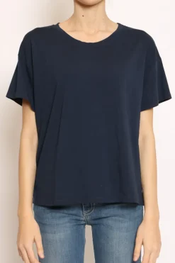 T-shirt scatola elasticizzata mezza manica blu