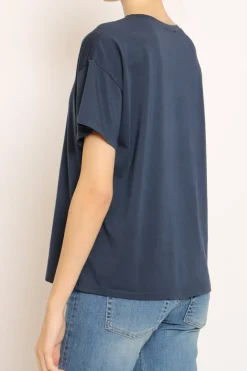 T-shirt scatola elasticizzata mezza manica blu