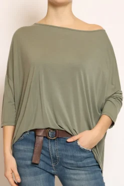 T-shirt scatola over 100%LYOCELL FIBRA NATURALE military