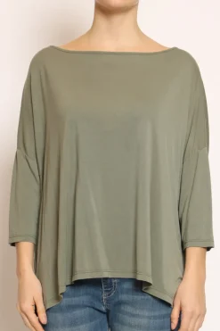 T-shirt scatola over 100%LYOCELL FIBRA NATURALE military