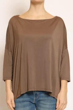 T-shirt scatola over 100%LYOCELL FIBRA NATURALE cioccolato