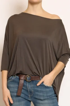 T-shirt scatola over 100%LYOCELL FIBRA NATURALE moro