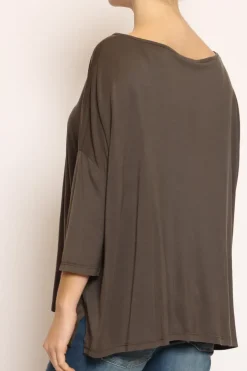 T-shirt scatola over 100%LYOCELL FIBRA NATURALE moro