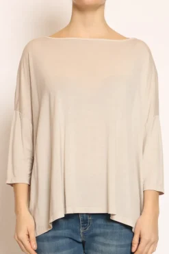 T-shirt scatola over 100%LYOCELL FIBRA NATURALE beige