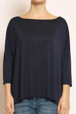 T-shirt scatola over 100%LYOCELL FIBRA NATURALE blu