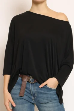 T-shirt scatola over 100%LYOCELL FIBRA NATURALE nero