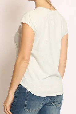 T-shirt taglio vivo cotone fiammato mezza manica mint