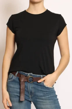 T-shirt taglio vivo mezza manica nero