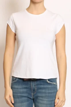 T-shirt taglio vivo mezza manica bianco
